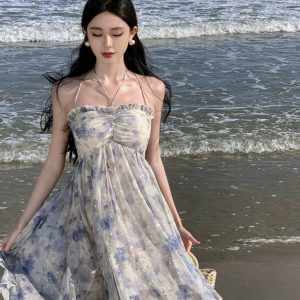 Sanya Seaside Elegant Fairy Dress - Y2K Fashion Inspired Vacation Outfit for Dreamy Getaways