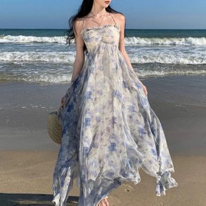 Sanya Seaside Elegant Fairy Dress - Y2K Fashion Inspired Vacation Outfit for Dreamy Getaways