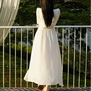 Sanya Y2K Aesthetic Chiffon Maxi Dress for Effortless Summer Elegance