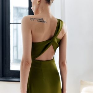 Satin Asymmetrical Backless Slim Dress - Y2K Aesthetic Chic for Stylish Nights Out