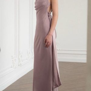 Satin Backless Cross Strap Ribbon Dress - Y2K Aesthetic Party Dress for Chic Nights