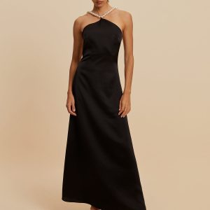 Satin Backless Dress with Pearl Straps - Elegant Y2K Fashion for Chic Aesthetic Outfits