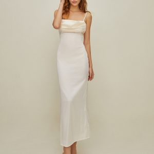 Satin Backless Long Dress - Elegant Y2K Aesthetic Evening Gown for Chic Occasions