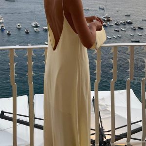 Satin Backless Vacation Dress - Elegant Y2K Style for Effortless Summer Aesthetic