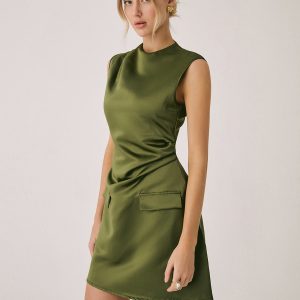 Satin Crew Neck Mini Dress - Y2K Aesthetic Fashion for Chic and Stylish Outfits