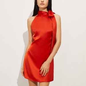 Satin Knotted Asymmetrical Dress - Y2K Aesthetic Chic for Coquette and Grunge Styles