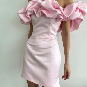 Satin Shirring Strapless Mini Dress - Y2K Aesthetic Cute Dress for Stylish Outfits