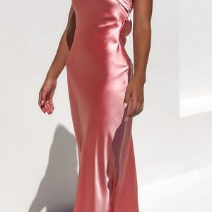 Satin Solid Color Strapless Midi Dress for Y2K Fashion & Coquette Aesthetic Looks