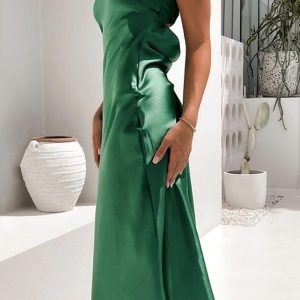 Satin Solid Color Strapless Midi Dress for Y2K Fashion & Coquette Aesthetic Looks