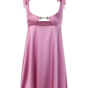 Satin Tie-Strap Cutout Mini Dress for Y2K Aesthetic and Coquette Style Outfits