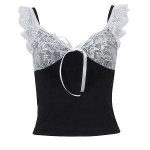 Sena Lace Detailed Top - Y2K Fashion Cute Crop Top with Coquette Aesthetic Charm