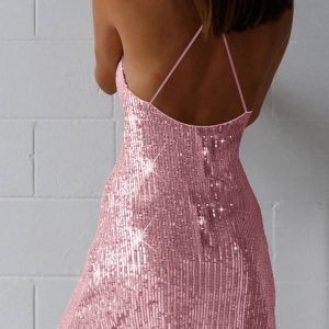 Sequin Crisscross Back Cami Dress - Y2K Aesthetic Party Dress for Chic Nights Out