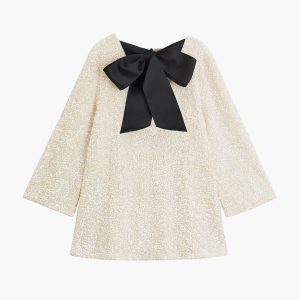 Sequined Velvet Bowknot Mini Dress - Y2K Aesthetic Party Dress for Chic Nights