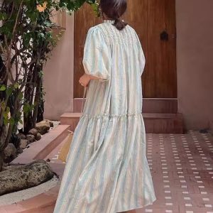 Sfumato Striped Balloon Sleeve Dress - Y2K Aesthetic Cute Dress for Trendy Outfits