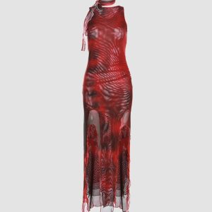 Sharmila Y2K Illusion Mesh Dress - Trendy Coquette Aesthetic for Stylish Outfits