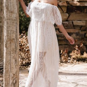 Sheer Lace Jacquard Cold Shoulder Dress - Y2K Aesthetic Long Dress for Chic Outfits