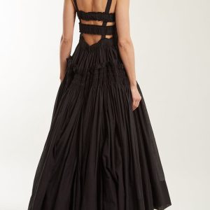 Shirred Pleated Cami Maxi Dress - Y2K Aesthetic Fashion for Effortless Style