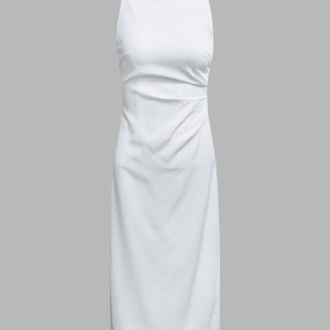 Silent Sea Boat Neck Midi Dress - Y2K Aesthetic Chic with Coquette Style Elegance