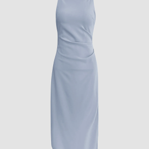 Silent Sea Boat Neck Midi Dress - Y2K Aesthetic Chic with Coquette Style Elegance