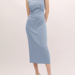 Silent Sea Boat Neck Midi Dress - Y2K Aesthetic Chic with Coquette Style Elegance