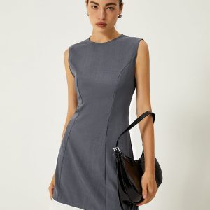 Sleeveless Ruffle Hem Dress in Y2K Style - Cute Contrast for Coquette Aesthetic