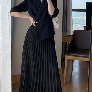 Solid Notched Midi Dress for Women - Long Sleeve Streetwear Party & Office Style 2023