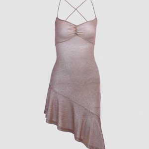 Sparkling Chatoyant Glitter Cami Dress for Y2K Aesthetic and Coquette Style