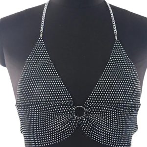 Sparkly Rhinestone Wrap V-Neck Vest Top - Backless Summer Y2K Tank for Trendy Streetwear