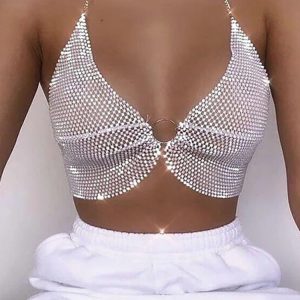 Sparkly Rhinestone Wrap V-Neck Vest Top - Backless Summer Y2K Tank for Trendy Streetwear