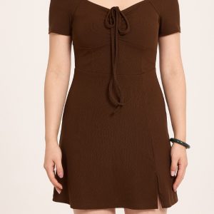 Square Neck Short Sleeve Mini Dress in Y2K Aesthetic - Cute and Comfy Summer Style