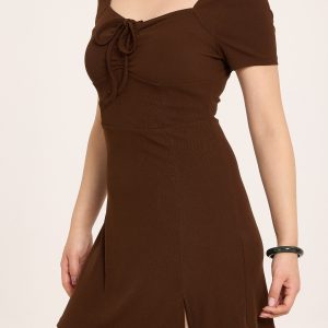 Square Neck Short Sleeve Mini Dress in Y2K Aesthetic - Cute and Comfy Summer Style