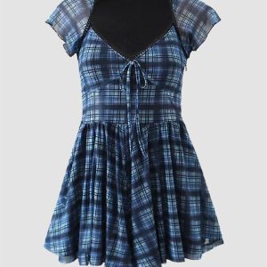 Strangest School Plaid Dress - Y2K Aesthetic with Coquette Style for Unique Outfits