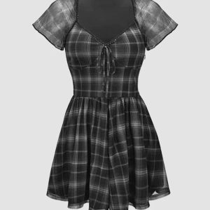 Strangest School Plaid Dress - Y2K Aesthetic with Coquette Style for Unique Outfits