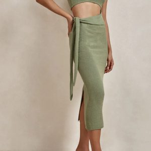 Strapless Cutout Slit Knit Dress - Y2K Aesthetic Fashion for Trendy Outfits