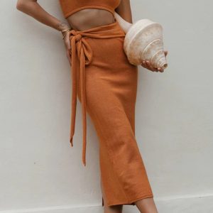 Strapless Cutout Slit Knit Dress - Y2K Aesthetic Fashion for Trendy Outfits