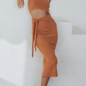 Strapless Cutout Slit Knit Dress - Y2K Aesthetic Fashion for Trendy Outfits