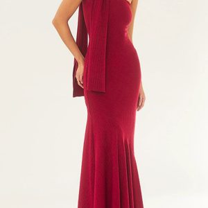 Strapless Fishtail Dress with Shawl - Elegant Y2K Aesthetic Evening Wear for Chic Occasions