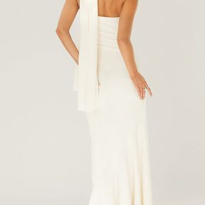 Strapless Fishtail Dress with Shawl - Elegant Y2K Aesthetic Evening Wear for Chic Occasions