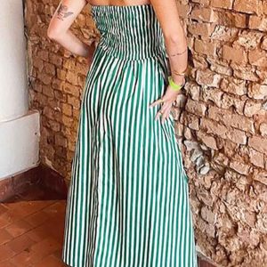 Strapless Shirred Zipper Midi Dress - Y2K Aesthetic Fashion for Chic Outfits