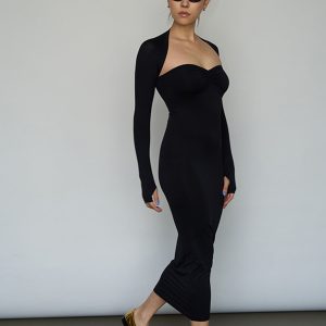 Strapless Sweetheart Long Dress in Y2K Style - Perfect for Coquette Aesthetic Outfits