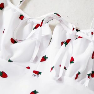 Strawberries Printed Suspender Dress - Y2K Aesthetic Long Dress for Cute Summer Outfits