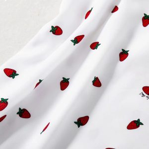 Strawberries Printed Suspender Dress - Y2K Aesthetic Long Dress for Cute Summer Outfits