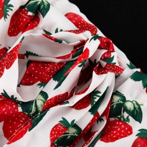 Strawberry Print Drop Shoulder Dress - Cute Y2K Aesthetic Fashion for Effortless Style