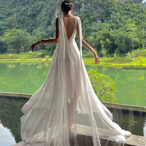 Summer Dali Erhai Photography Skirt - Elegant White Beach Dress for Fairy Aesthetic