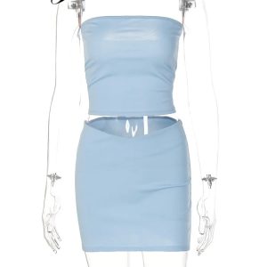 Summer Women’s Y2K Aesthetic 2-Piece Set: Sleeveless Backless Crop Top & High Waist Mini Dress