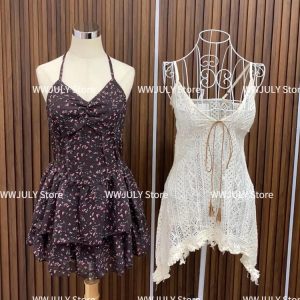 Summer Y2K Aesthetic Floral Dress & Casual Knitted Top 2-Piece Set - Prairie Chic Fashion