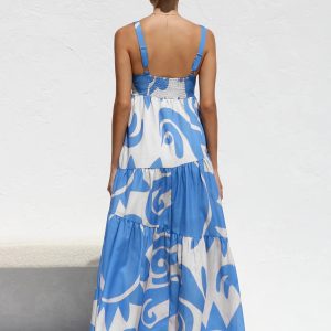 Sun Print Cami Dress - Y2K Aesthetic Long Dress for Boho and Coquette Style Lovers