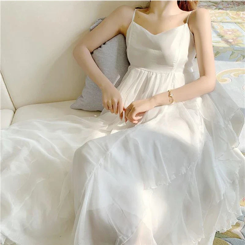 Sweet Irregular Waist-Tightening Dress - 2024 Spring/Summer French Style Princess Fashion