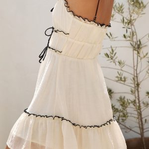 Sweetheart Flowy Tie-Front Mini Dress - Y2K Aesthetic Cute Dress for Effortless Style