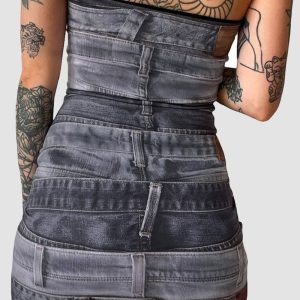 Syrinx Y2K Denim Button Dress - Vintage-Inspired Grunge Style for Aesthetic Outfits